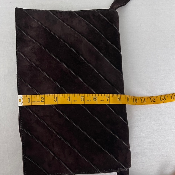 Donna Karan Elegant Brown Suede Shoulder Bag Clutch - Picture 10 of 12